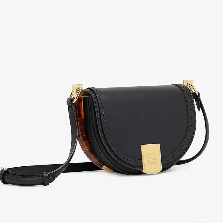 Affordable HOT In Bag Fendi Moonlight Black ROMA Calf Logo Leather 0526